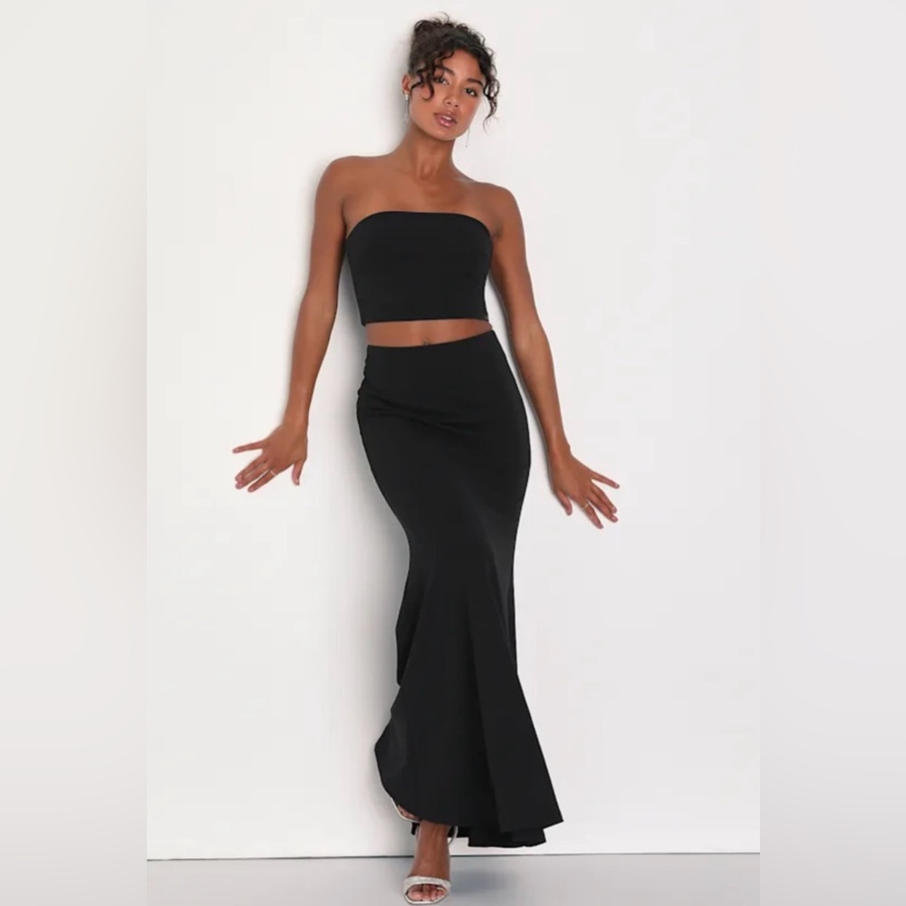 NWT- Timeless 'Til The End Black Strapless Two-Piece Maxi Dress 
Lulus